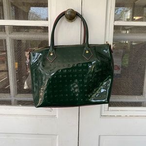 Arcadia Green Patent Handbag